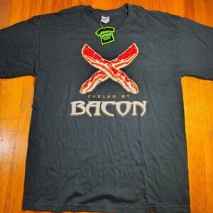 carnivore‎ Gildan Heavy Cotton T Shirt Fueled by Bacon Funny Graphic Tee L meat